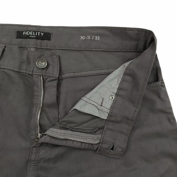 Fidelity Denim Pants Mens 33x35 Gray Flat Front Straight Leg Twill Stretch - Picture 4 of 12